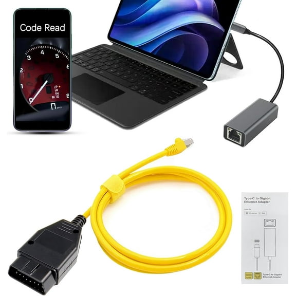 ENET OBD2 for BMW F G i Series (ENET BMW Cable+ USB Type C) Compatible E SYS ISTA+ ICOM Bootmod3 Bimmercode, Driver Free USB C to RJ4510/100Mbps High Speed,Plug and Play