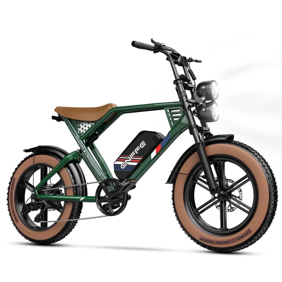 ENFFE 2S Max Electric Dirt Bike for Adults, 1500W Peak Motor 32MPH Off-Road EBike, 48V 22.5Ah Battery, 100-Mile Range, 20" x 4.0 Fat Tires, Shimano 7-Speed, Green