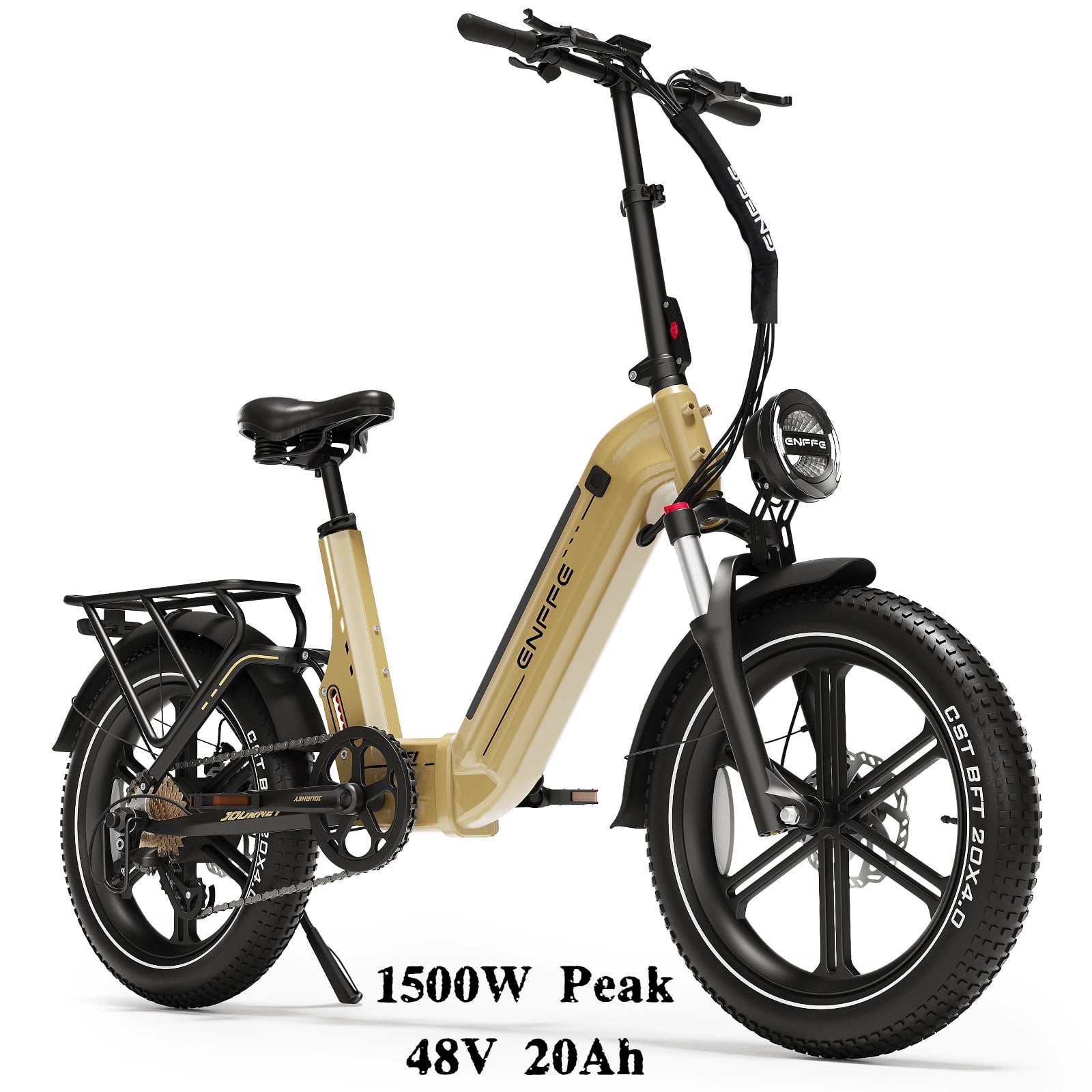 ENFFE ES1 Electric Bike for Adults 1500W Peak Motor 48V 20Ah Battery 28 MPH 80 Miles Range 20” Fat Tire Ebike Hydraulic Brakes UL 2849