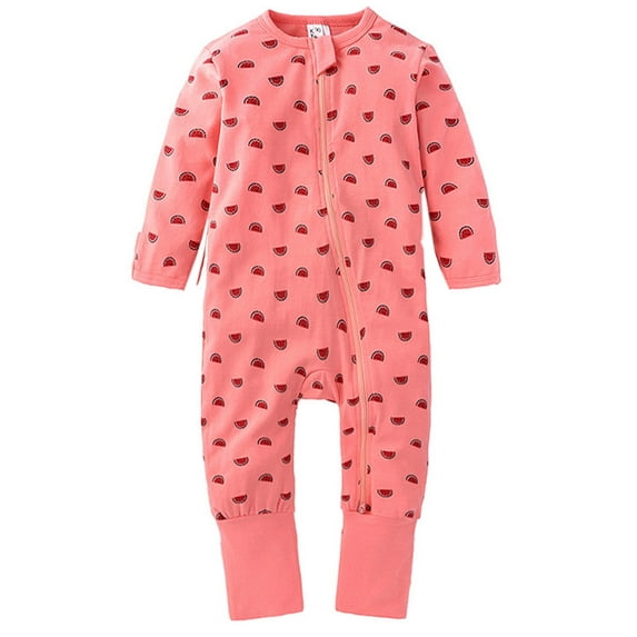 ATAIKU Baby Girls 2 Way Zipper Footless / Footed Pajamas Cotton Long Sleeve Romper with Mittens Sleep 'N Play