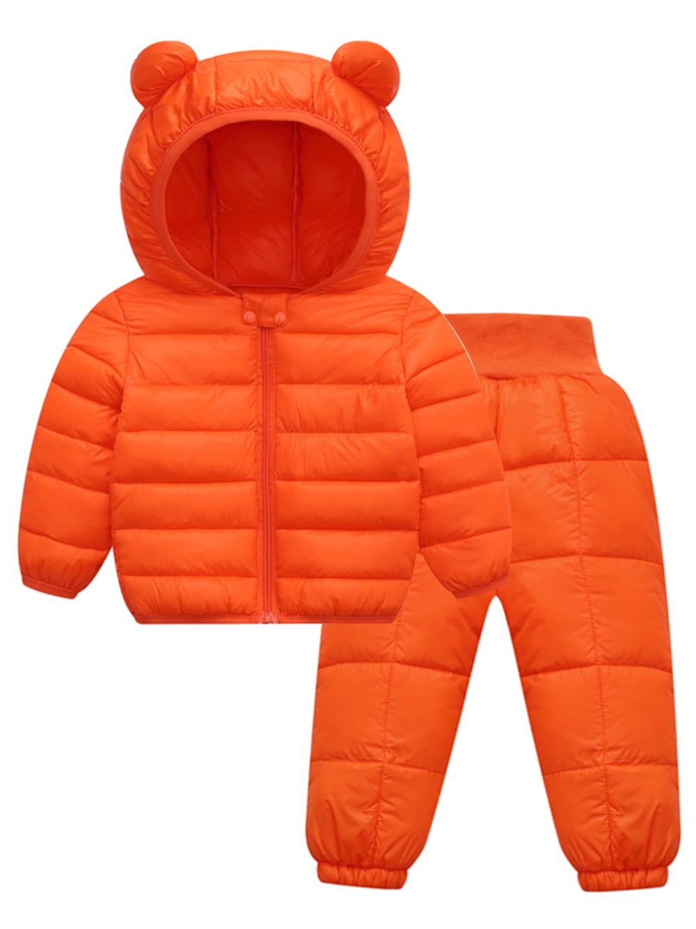 ENFLASH 15T Baby Boy Girl Cute Ear Hooded Puffer Jacket Pants Snowsuit