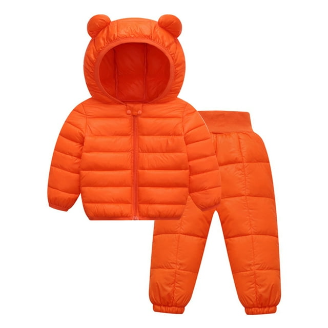 ENFLASH 15T Baby Boy Girl Cute Ear Hooded Puffer Jacket Pants Snowsuit