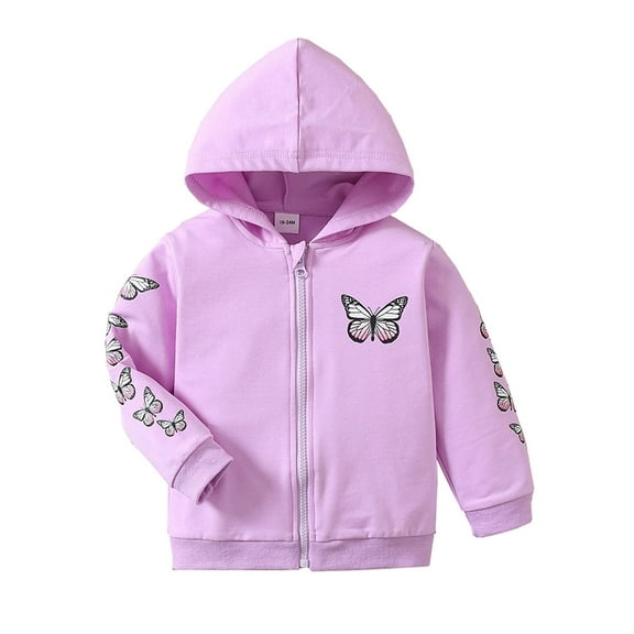 ATAIKU 1-6T Toddler Kids Cotton Zip-Up Hoodie Sweatshirts Girls' Butterfly Jacket