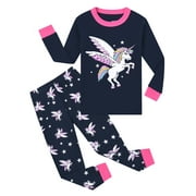 ENFLASH 100% Cotton Pajamas for 3-8T Girls Unicorn Sleepwear Toddler Kids Clothes 2 Pieces Tops and Pants Set