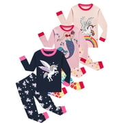 ENFLASH 100% Cotton Pajamas for 3-8T Girls Unicorn Sleepwear Toddler Kids Clothes 2 Pieces Tops and Pants Set