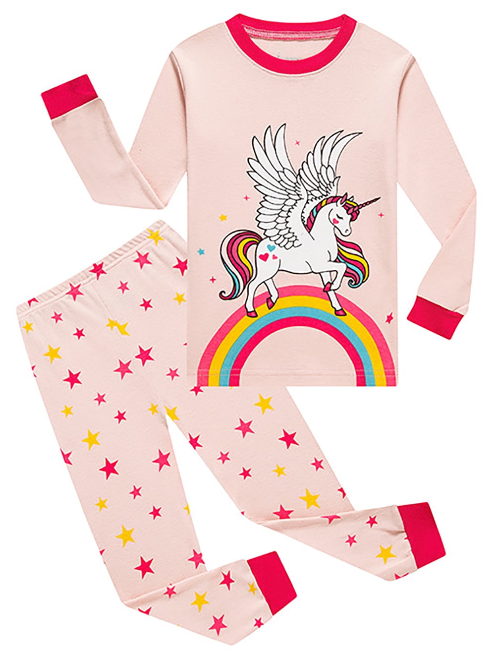 Enflash 100 cotton pajamas for 3 8t girls unicorn sleepwear toddler