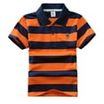 thumbnail image 1 of ENFLASH 2-14 Years Kids Boy Polo Shirts School Uniform Stripe Moisture Wicking Short Sleeve Active Tops, 1 of 7