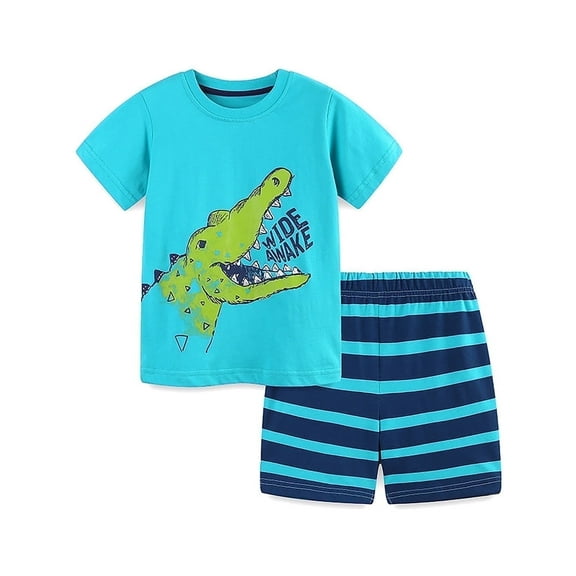 ATAIKU 2-7T Boys Summer Pajamas Sets T-shirt + Shorts 100% Cotton Pjs for Toddler - Dinosaur