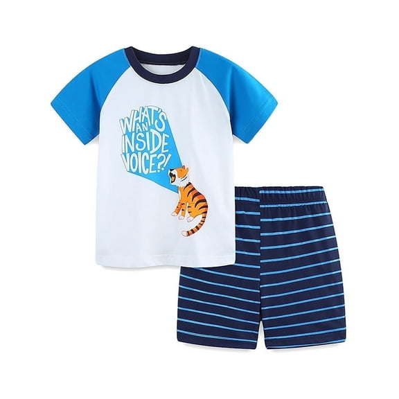ATAIKU 2-7T Boys Summer Pajamas Sets T-shirt + Shorts 100% Cotton Pjs for Toddler - Tiger