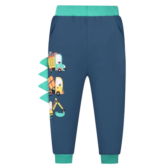WIBACKER 2-7T Little Boys Cartoon Truck Car Sweatpants Toddler Kids Joggers Knit Pants Bottoms