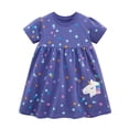 thumbnail image 1 of ATAIKU 2-7T Toddler Girls Short Sleeve Dress 100% Cotton Unicorn Casual Summer Appliques Shirt Jersey Dresses with Pocket, 1 of 7
