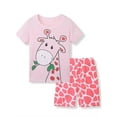 thumbnail image 1 of ATAIKU 2-7T Toddler and Little Girls Short Sleeve Top and Shorts Pajama Sets 2-Piece Giraffe Cotton Sleepwear, 1 of 7
