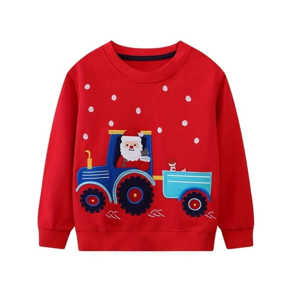 ATAIKU 2-7Y Kids Boys French Terry Sweatshirts Christmas Novelty Toddler Girl Crewneck Pullover Cotton Tops