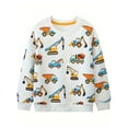 thumbnail image 1 of ATAIKU 2-7Y Kids Boys French Terry Sweatshirts Construction Vehicle Novelty Crewneck Pullover Cotton Tops, 1 of 11