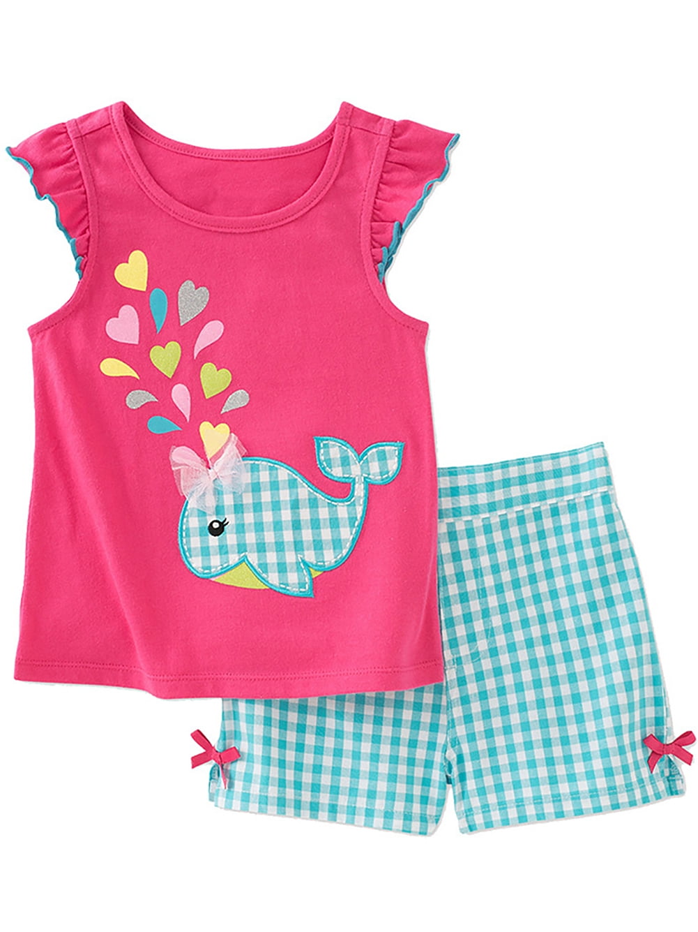 ENFLASH 2-7Y Toddler Girls 2-Piece Summer Pajamas 100% Cotton Short Pjs ...