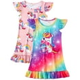 thumbnail image 1 of ATAIKU 2-Pack Girls Nightgowns 3-10Y Unicorn Sleepwear Night Sleep Dress Pajamas Little Kids Toddler Soft Nightgown, 1 of 10