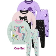 WIBACKER 2-Piece Long Sleeve Pajamas Christmas Sleepwear Unicorn Pjs Cotton for Baby, Toddler, Little Girls 2-9 Years