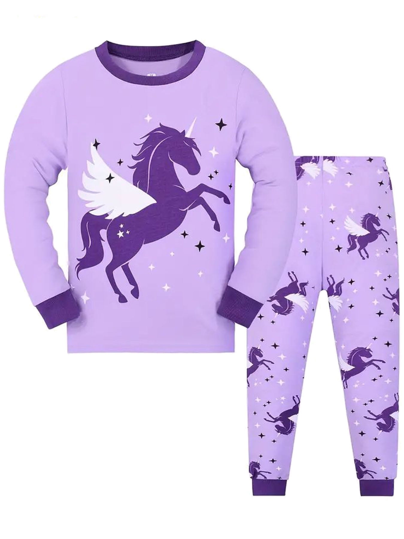 ENFLASH 2-Piece Long Sleeve Pajamas Christmas Sleepwear Unicorn