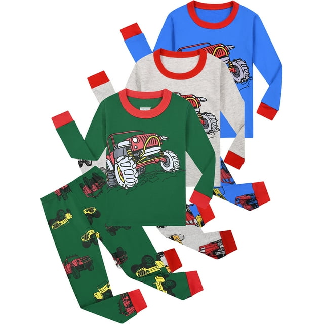 ENFLASH 38T Toddler and Little Boys Pajamas Sets 100 Cotton Kids Long Sleeve Pjs Truck
