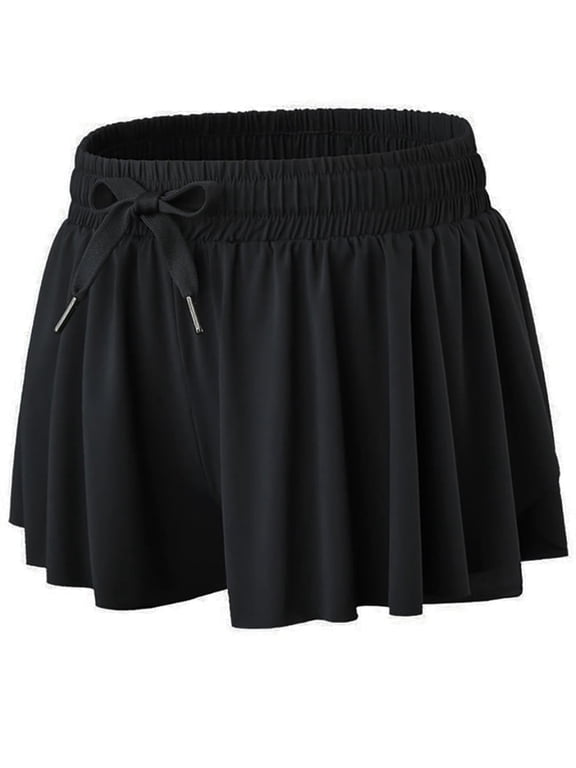 5-12Y Girls Butterfly Shorts Flowy Athletic 2 in 1 Cheer Tennis Skirt Shorts Running Dance Preppy Kids Clothes
