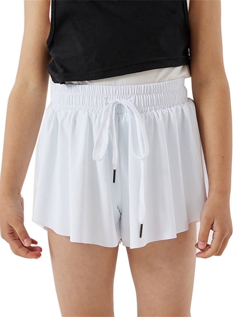 Girls Flowy Shorts,Youth/Toddler Kids Butterfly Shorts With Spandex Liner 2 -in-1 For Running,Sports,Athletic,Fitness,Tennis,(Pink