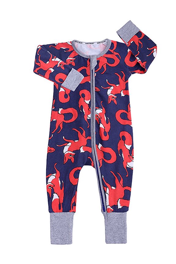 Baby Boys 2 Way Zipper Footless Pajamas Cotton Long Sleeve Footed Romper with Mittens Sleep 'N Play