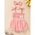 thumbnail image 1 of ENFLASH Baby Girl 1st Birthday Outfit One Year Old Straps Tulle Romper Summer Sleeveless Tutu Dresses with Headband 9-12 Months, 1 of 8