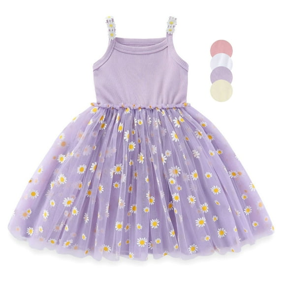 HWJAD Baby Girl Dresses Sleeveless Tulle Tutu Dress Toddler Summer Clothes Kids Birthday Party Outfit 3 Months-4 Years