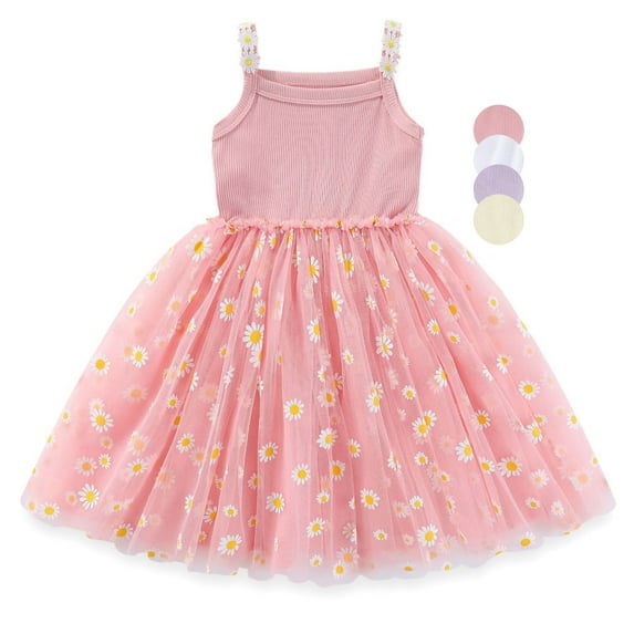 HWJAD Baby Girl Dresses Sleeveless Tulle Tutu Dress Toddler Summer Clothes Kids Birthday Party Outfit 3 Months-4 Years