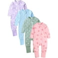 thumbnail image 1 of ENFLASH Baby Girls 2 Way Zipper Footless / Footed Pajamas Cotton Long Sleeve Romper with Mittens Sleep 'N Play, 1 of 10