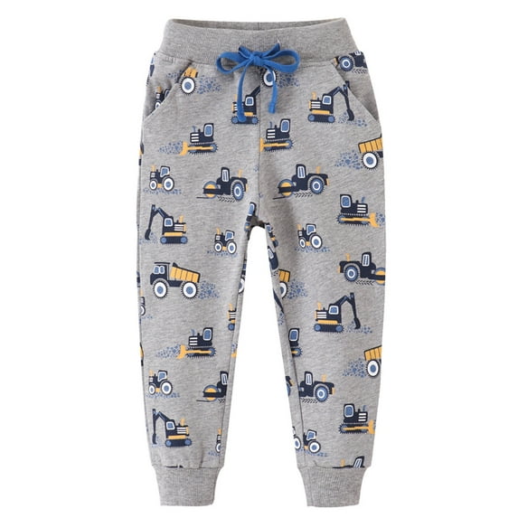 HWJAD Boys Drawstring Joggers Baby Sweatpants with Pockets Sweats Pants for 2-7T Kids
