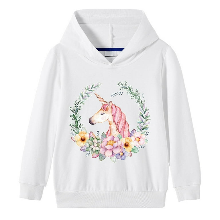ENFLASH Cartoon Unicorn Hoodie for 2-10T Kids Child Girl Long