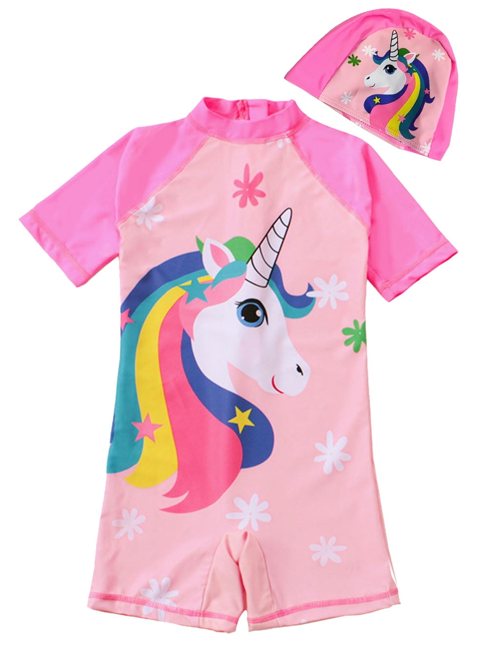 ENFLASH Child Girls Unicorn Swimsuit 27 Years UPF 50+ UV Swim Shirts