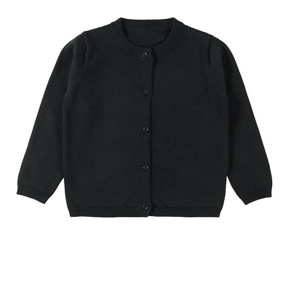 HWJAD Cotton Basic Long Sleeve Cardigan Sweater for 1-7Y Kids Girl Boy Uniform Button Knit Coat