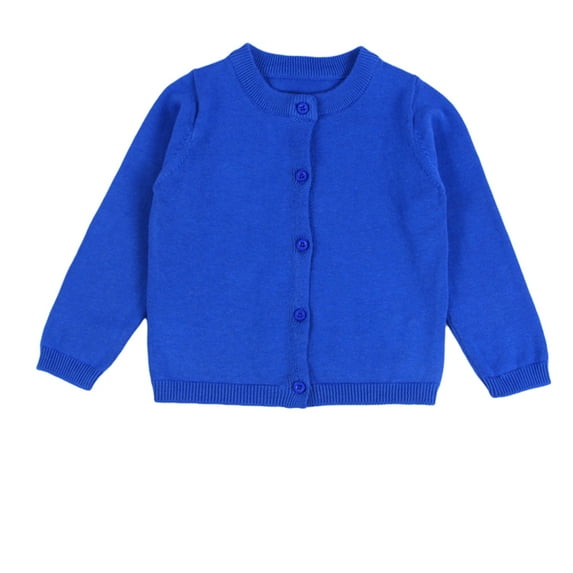 HWJAD Cotton Basic Long Sleeve Cardigan Sweater for 1-7Y Kids Girl Boy Uniform Button Knit Coat
