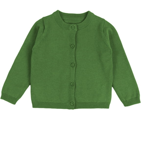 HWJAD Cotton Basic Long Sleeve Cardigan Sweater for 1-7Y Kids Girl Boy Uniform Button Knit Coat
