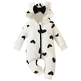 thumbnail image 1 of ATAIKU Cute Baby Girls Valentine's Day Clothes Newborn Zipper Hooded Jumpsuit with Thin Fleece Lining Fall Winter Warm Outfit, 1 of 5