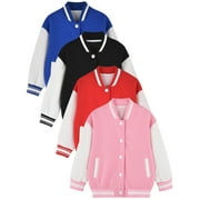 ENFLASH Fall Block Color Baseball Jacket for 2-12T Child Boy Girl Long Sleeve Bomber Jacket Coat