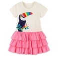 thumbnail image 1 of ENFLASH Girls Cotton Short Sleeve Casual Cartoon Appliques Bird Jersey Dresses Kids Summer Ruffles Dresses, 1 of 7