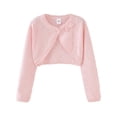 thumbnail image 1 of HWJAD 2-7 Years Girls Open Front Cotton Bolero Shrug Kids Long Sleeve Cropped Cardigan Knit Sweater, 1 of 6
