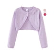thumbnail image 1 of HWJAD 2-7 Years Girls Open Front Cotton Bolero Shrug Kids Long Sleeve Cropped Cardigan Knit Sweater, 1 of 10