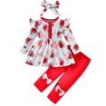 thumbnail image 1 of ENFLASH Kids Toddler Girls Clothing Set Long Sleeve Top With Ruffle Hem ＋Floral Print Pants 3 Pcs Infant Fall Outfits Set, 1 of 11