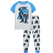 ENFLASH Little Boys' and Toddler Monster Dinosaur Pjs Set Short Sleeve Tee & Pants 2 Piece Summer Sleepwear