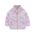 thumbnail image 1 of ATAIKU Little Girl Polar Fleece Jacket Printed Zip Up Spring Fall Warm Coat Kids Outerwear - Purple Love Heart, 1 of 4