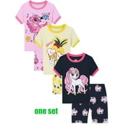 ENFLASH Little Girls Cotton Short Pajamas Summer Kids Toddler Tops and Shorts Pjs Sets Unicorn 5Y