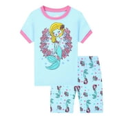 ENFLASH Little Girls Summer Pajamas Toddler Shorts Sets Unicorn Sleepwear for Kids Cotton Mermaid Pjs 2 Piece 2-7 Years