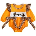 thumbnail image 1 of ENFLASH My First Halloween Baby Girl Outfit Infant Bubble Romper Boo Embroidery Pumpkin Fall Bodysuit Clothes, 1 of 8