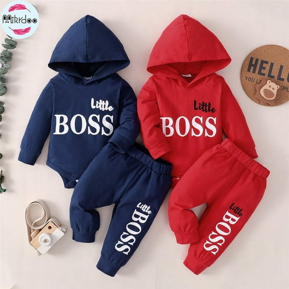 ATAIKU Newborn Baby Boy Clothes Long Sleeve Hooded Top + Pants Infant Baby Romper Cotton Toddler Outfits