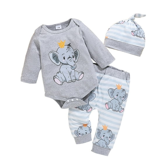 ENFLASH Newborn Baby Boy Clothes Outfits Animal Printed Long Sleeve Romper Pants Set Infant Baby Boy Clothing 0 3 6 9 12 18 Months