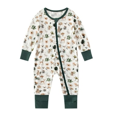ENFLASH Newborn Baby Boys Girls Pajamas Bamboo Rayon Long Sleeve Footless/Footies Romper Sleep and Play